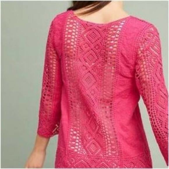 Blue Tassel Anthropologie Shavonne Lace Tunic Top Boho - Picture 2 of 10